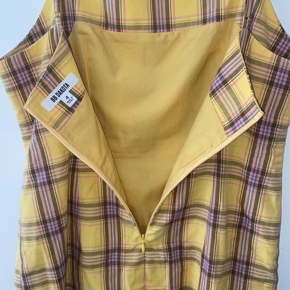 BB Dakota x Steve Madden Yellow Plaid 90s Inspired Cotton Dress - Picture 9 of 11